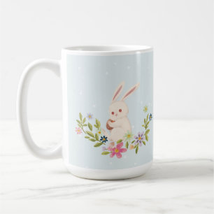 Floral Happy Easter Day Event Custom Rabbit Coffee Mug