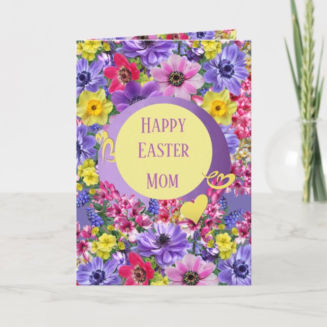 Floral Happy Easter Mom Holiday Card (Front)