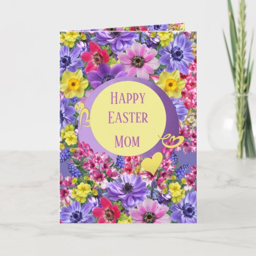 Floral Happy Easter Mom Holiday Card