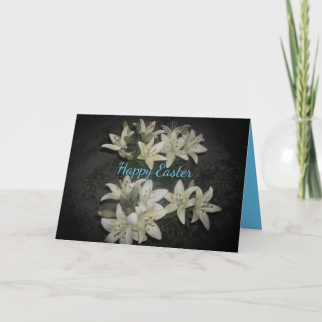 Floral Happy Easter Rejoice Lily Cluster Card (Front)