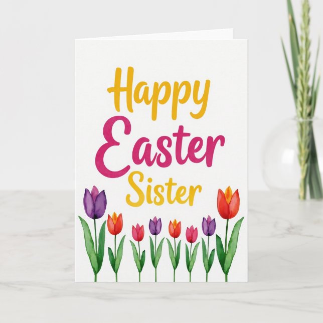 Floral Happy Easter Sister Card (Front)