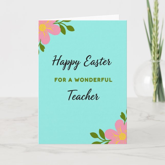 Floral Happy Easter Teacher Card (Front)