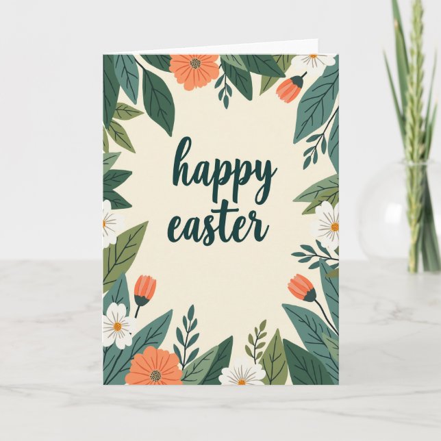 Floral Happy Easter Wishes Card (Front)