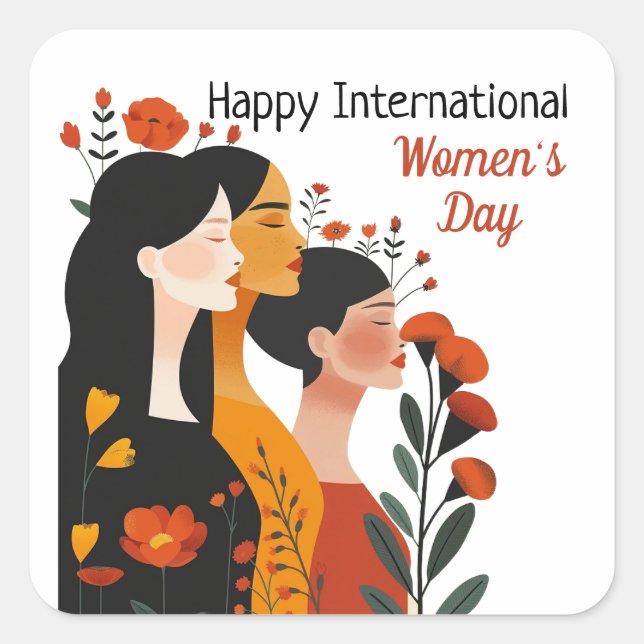 Floral Happy International Women's Day Sticker (Front)