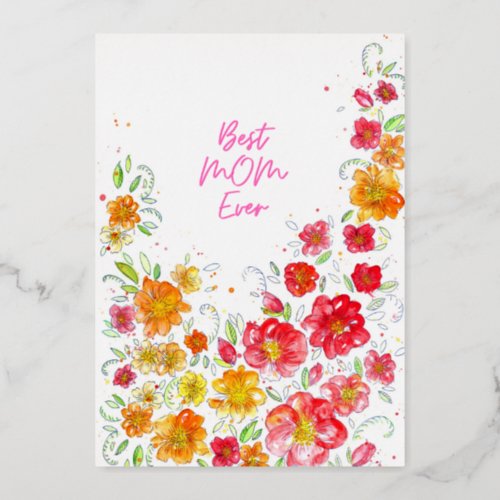 Floral Happy Mothers Day Foil Holiday Card