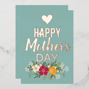 Floral Happy Mother’s Day Rose Gold Foil Holiday Card