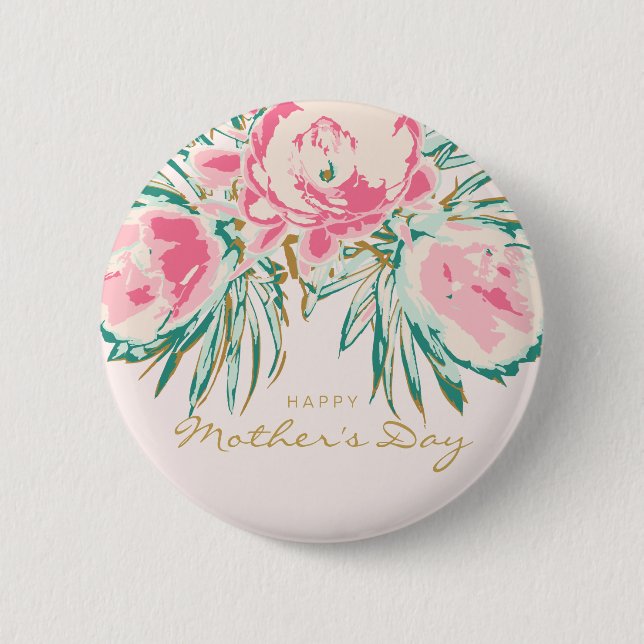 Floral Happy Mother's Day Button (Front)