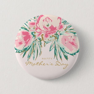 Floral Happy Mother's Day Button