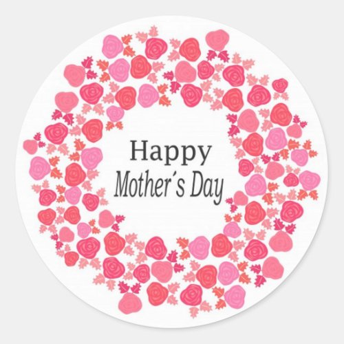 Floral Happy Mothers Day Classic Round Sticker