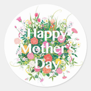 Floral Happy Mothers Day   Holidays Classic Round Sticker