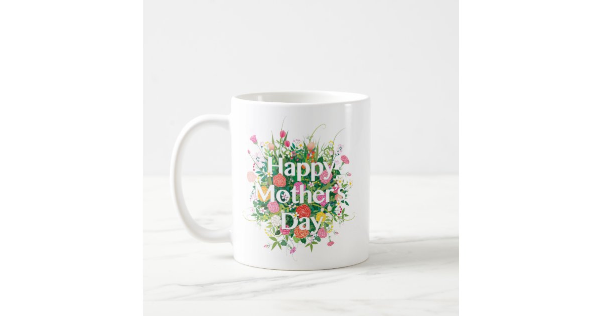 Elegant Floral Happy Mother's Day, Coffee Mug, Zazzle