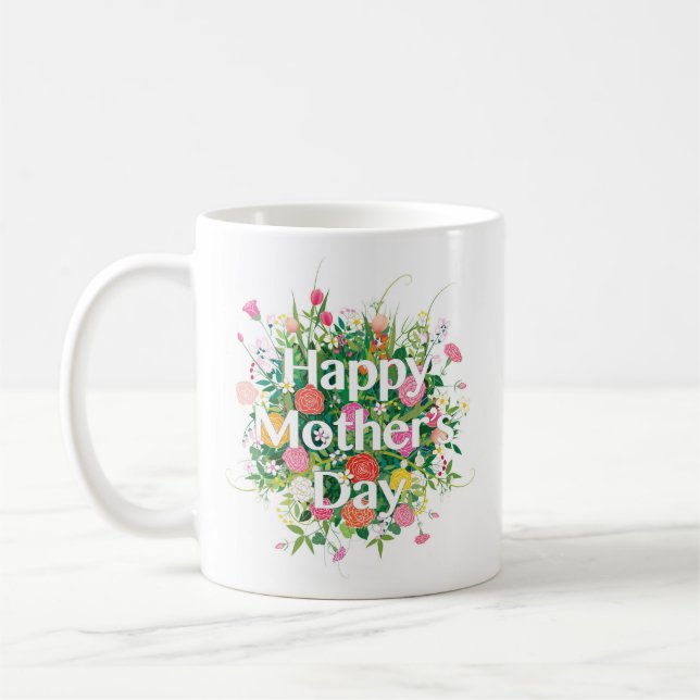 Floral Happy Mothers Day | Holidays Coffee Mug (Left)