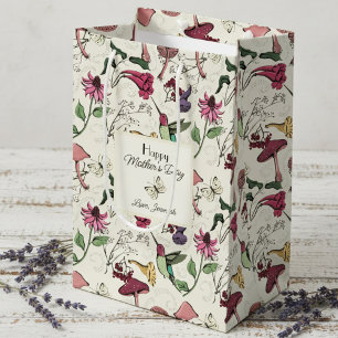 Floral Happy Mothers Day Hummingbird Medium Gift Bag