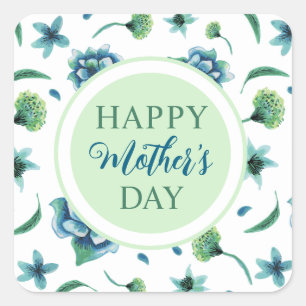 Floral Happy Mother's Day Square Sticker