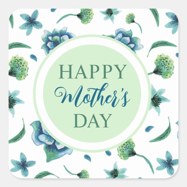 Floral Happy Mother's Day  Square Sticker (Front)