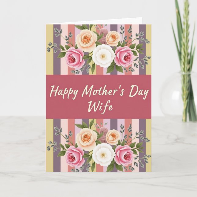 Floral Happy Mothers Day Wife Card (Front)