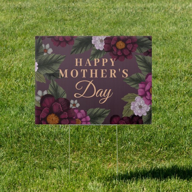 Floral Happy Mother's Day Yard Sign (Insitu)