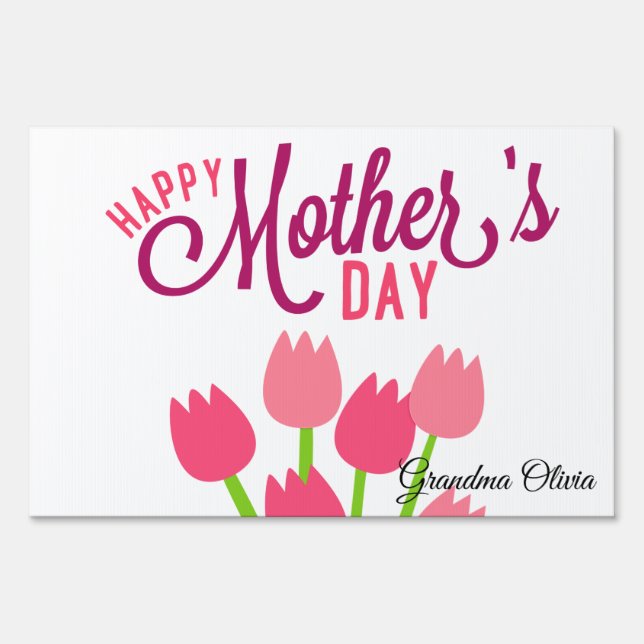 Floral Happy Mother's Day Yard Sign (Front)