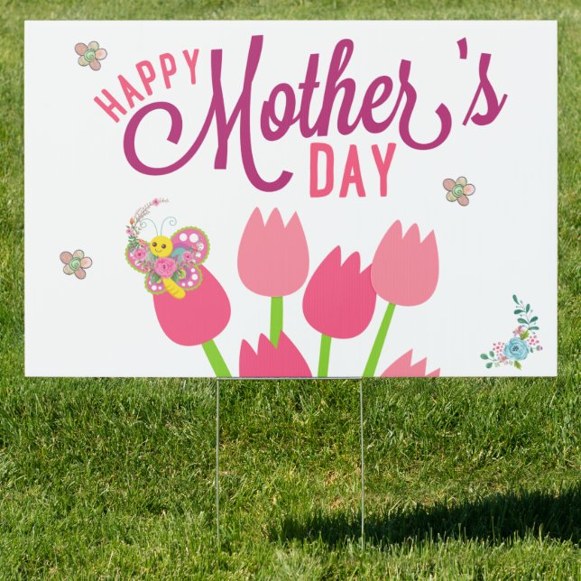 Floral Happy Mother's Day Yard Sign (Insitu)