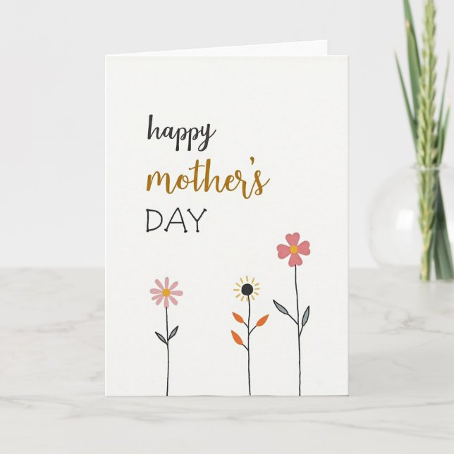 Floral Happy Mothers Message Card (Front)