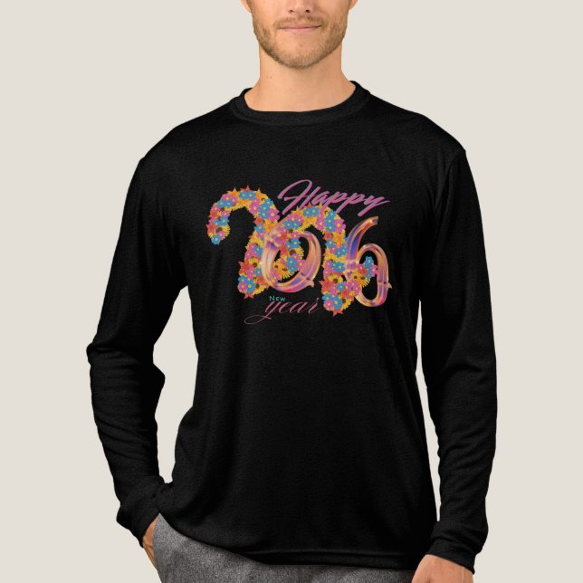 Floral Happy New Year 2026 Tri-Blend Shirt (Front)