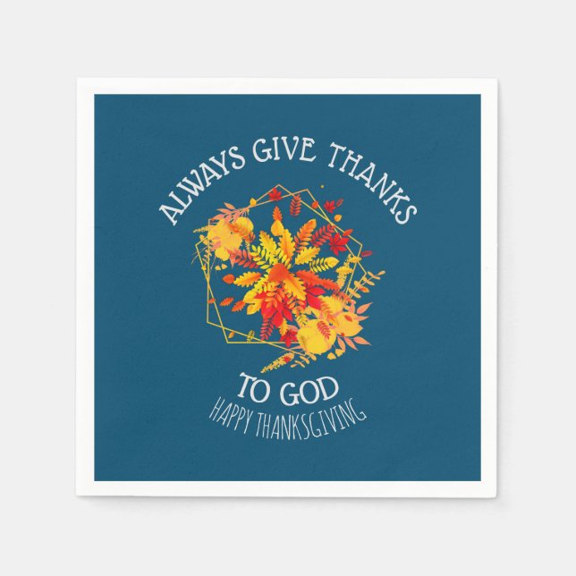 Floral HAPPY THANKSGIVING Christian Party Napkins (Front)