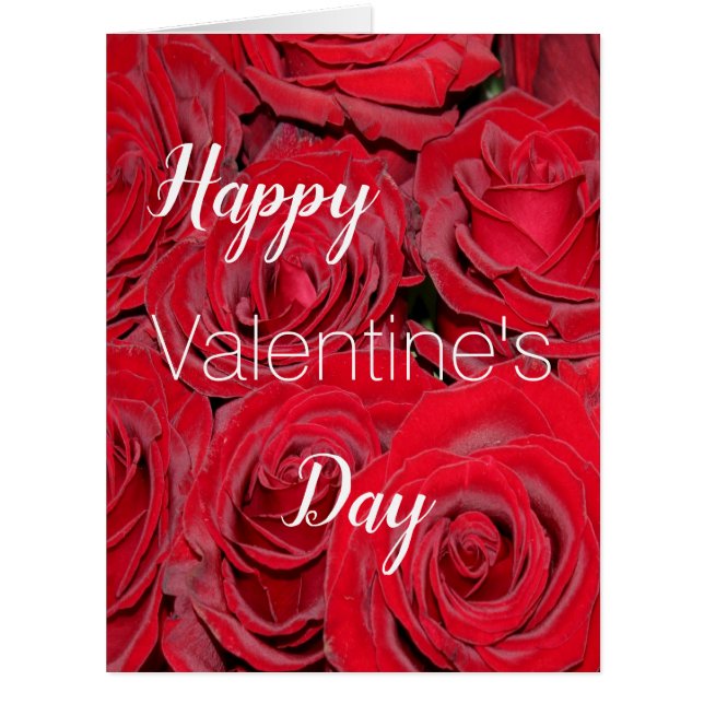 Floral Happy Valentine's Day Card Red Roses (Front)