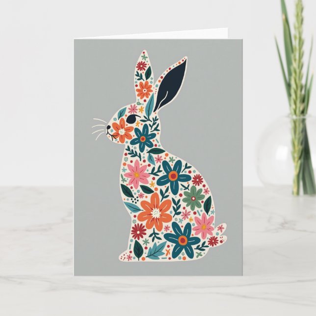Floral Hare Pattern Card (Front)