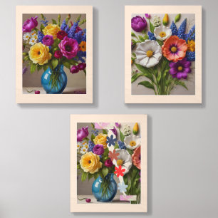 Floral Harmony: A Wall Art Series Wood Photo Tile