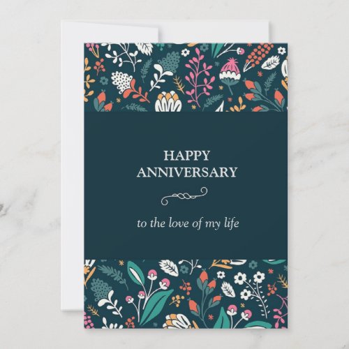 Floral Harmony Anniversary Card Invitation