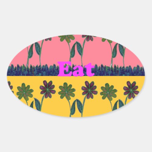 Floral Harmony Baby Pink Bliss enchanting colors  Oval Sticker