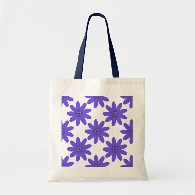 'Floral Harmony' Bold Purple Pattern Tote Bag (Front)