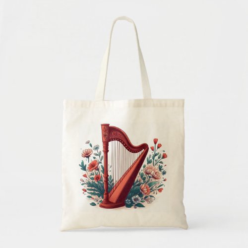 Floral Harp Tote Bag