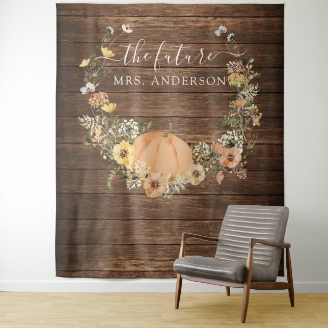 Floral Harvest Pumpkin Bridal Backdrop Photo Booth (In Situ)