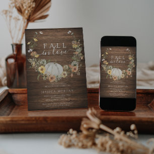 Floral Harvest Pumpkin Fall in Love Bridal Shower Invitation