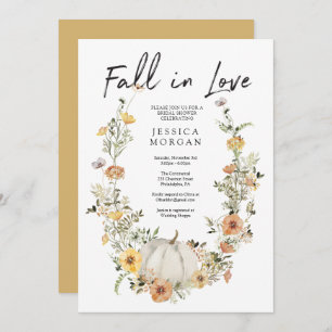 Floral Harvest Pumpkin Fall in Love Bridal Shower  Invitation