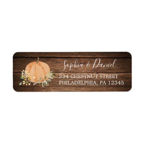 Floral Harvest Pumpkin Return Address Labels