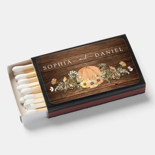 Floral Harvest Pumpkin Wedding Favors Matchboxes