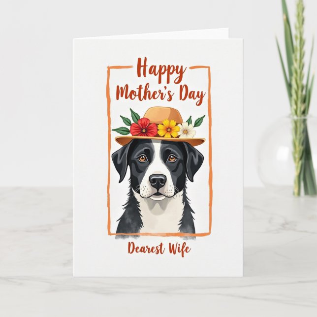Floral Hat Dog Mothers Card (Front)