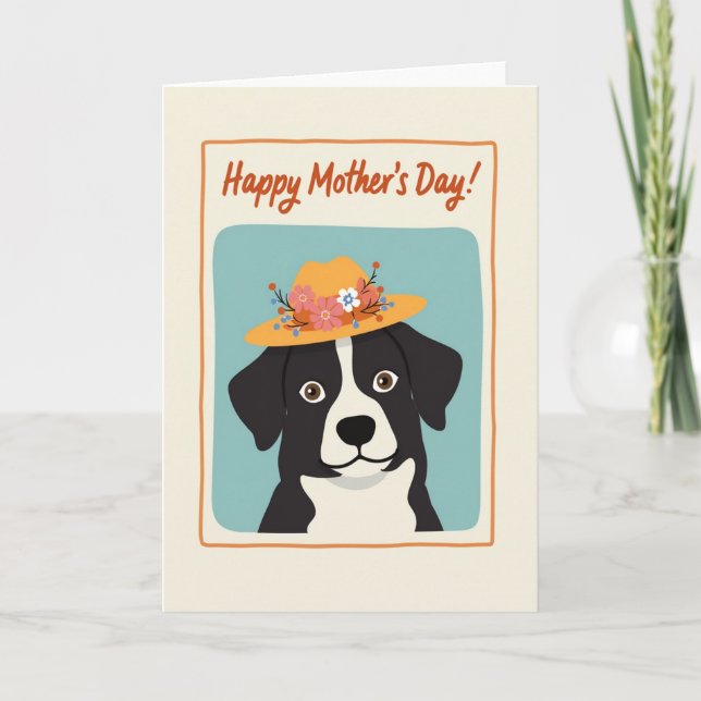 Floral Hat Dog Mothers Day Card (Front)