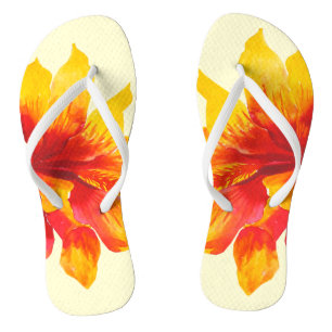 Floral Hawaii Yellow Flip Flops