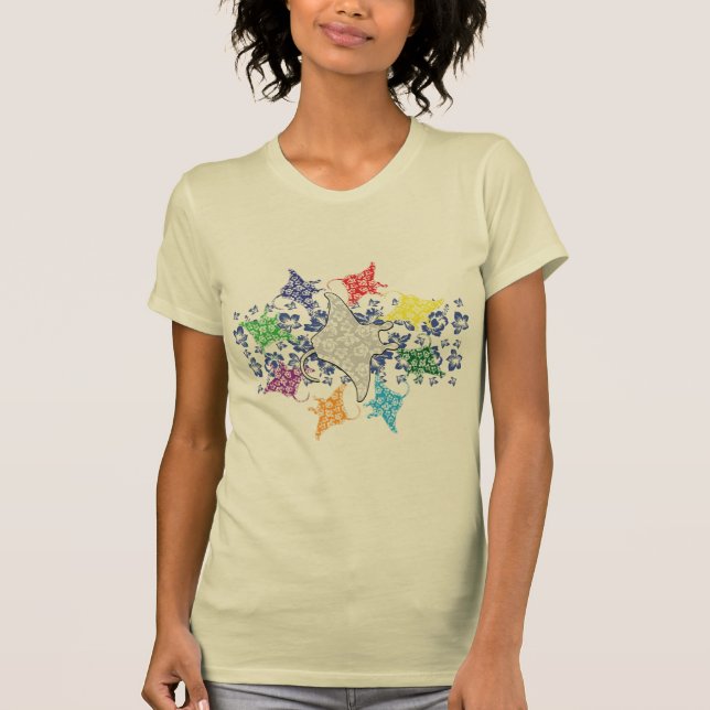Floral Hawaiian Manta Ray T-Shirt (Front)