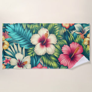Floral Hawaiian/tropical Beach Towel