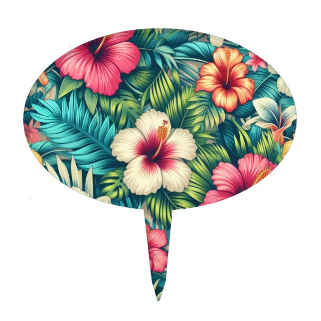 Floral Hawaiian/tropical Cake Topper (Front)