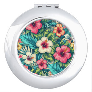 Floral Hawaiian/tropical Compact Mirror