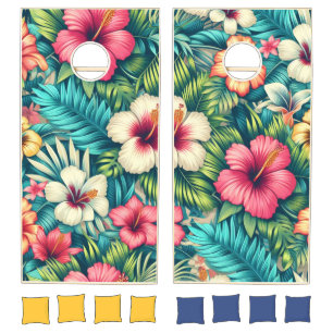 Floral Hawaiian/tropical Cornhole Set
