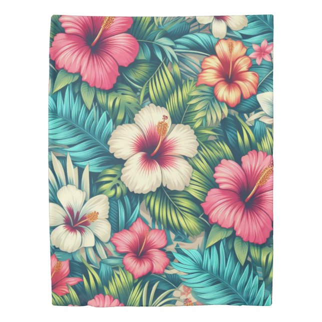 Floral Hawaiian/tropical Duvet Cover (Front)