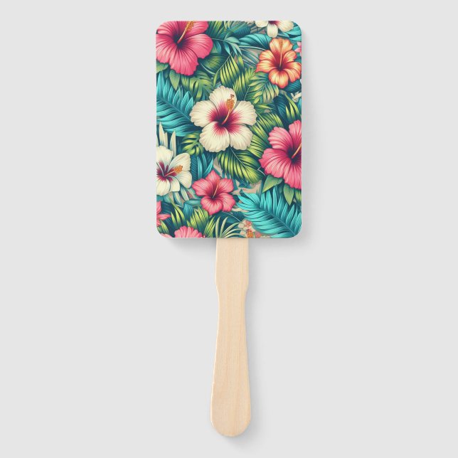 Floral Hawaiian/tropical Hand Fan (Front)
