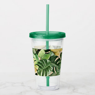 Floral/Hawaiian/Tropical leaf Acrylic Tumbler