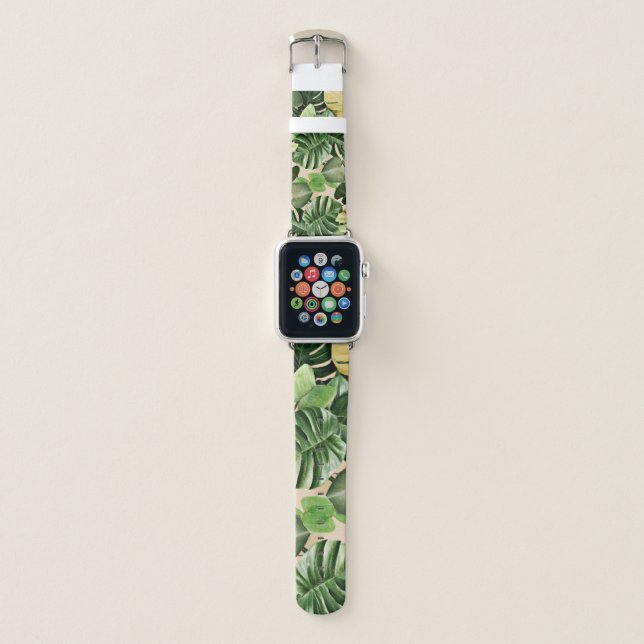 Floral/Hawaiian/Tropical leaf Apple Watch Band (Front)